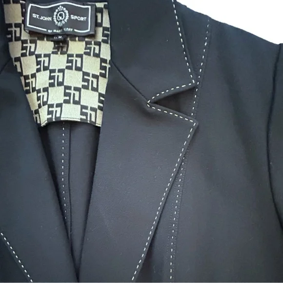 🖤 St. John Sport by Marie Gray Structured Black Blazer w/ Contrast Stitching – M - Picture 4 of 5